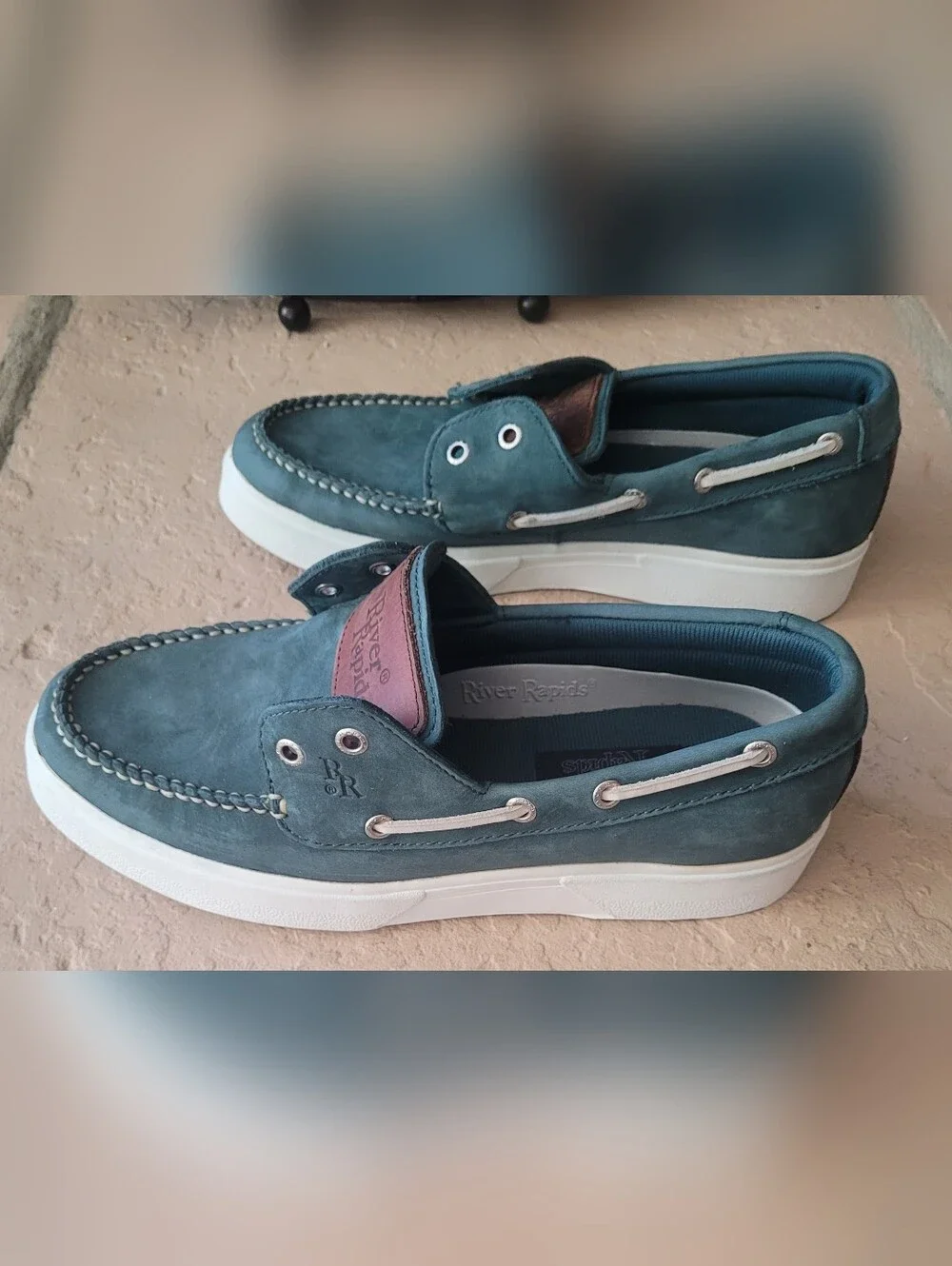 Size 10 River Rapids Top-Sider Casual Blue Leather Boat Shoe Men Loafers